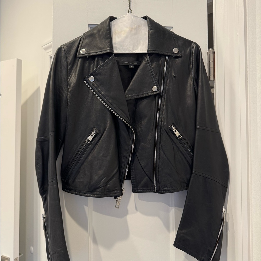 Marc Jacobs Black Leather Moto Jacket - Women